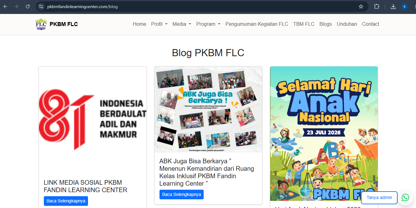 Halaman informasi blog