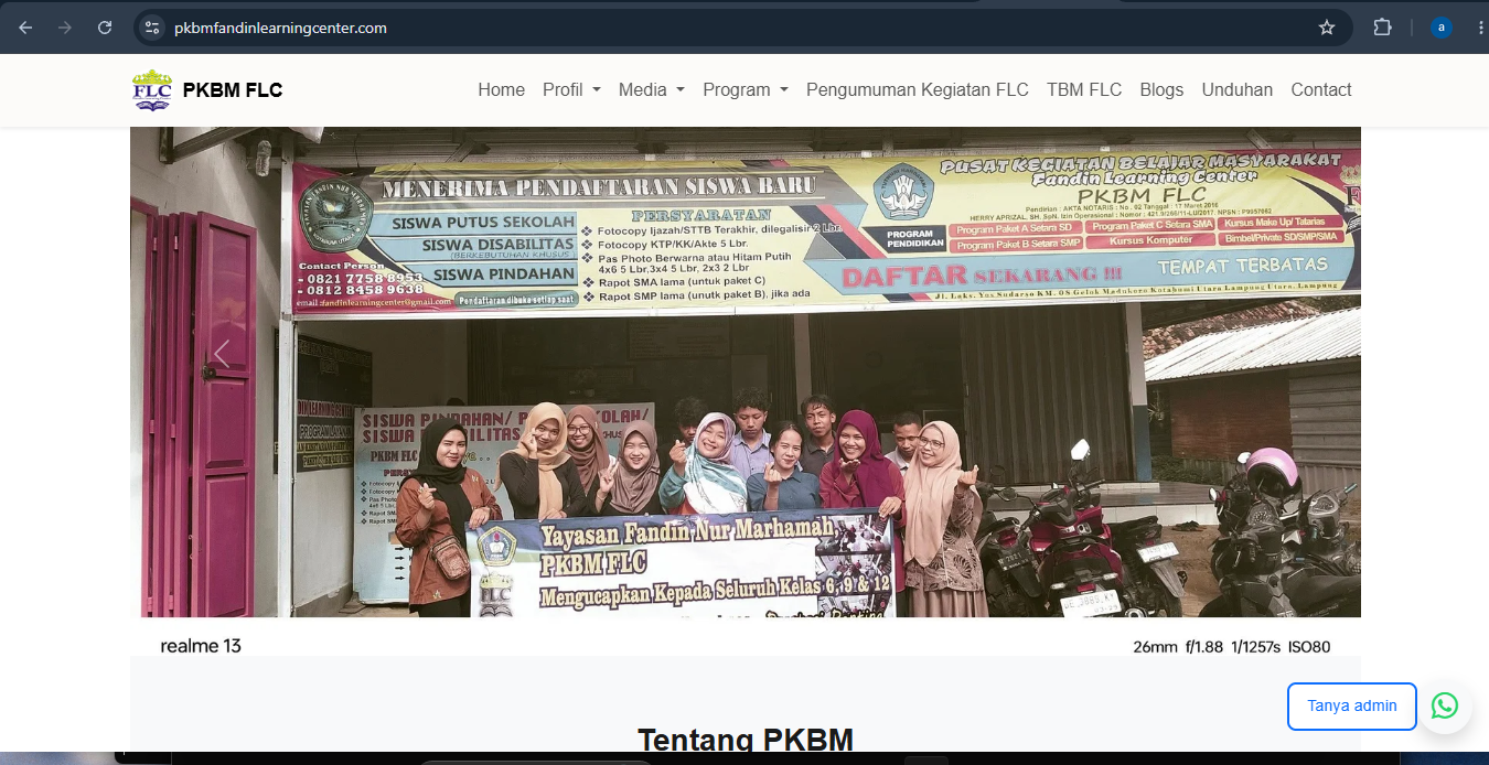Halaman utama PKBM Fandin Learning Center